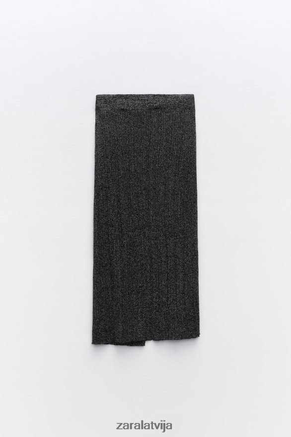 adīti metāla diegu svārki sievietes Zara melns 6ZTV40635 apģērbs