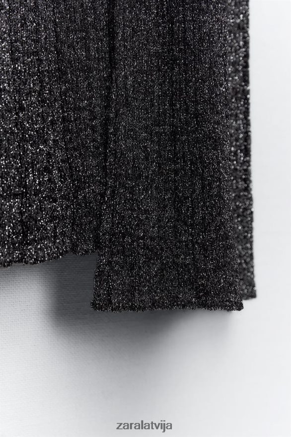 adīti metāla diegu svārki sievietes Zara melns 6ZTV40635 apģērbs