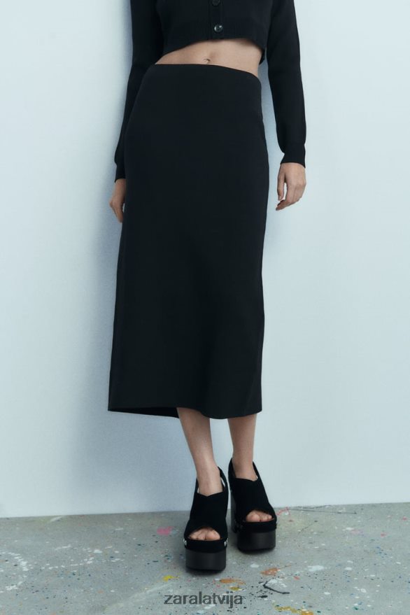 adīti midi svārki sievietes Zara melns 6ZTV40644 apģērbs