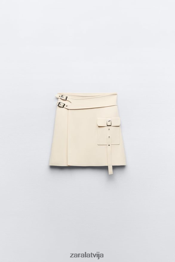 adīti svārki ar sprādzēm sievietes Zara ekru 6ZTV40726 apģērbs