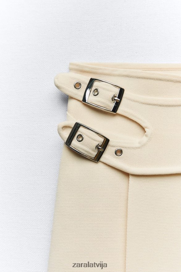 adīti svārki ar sprādzēm sievietes Zara ekru 6ZTV40726 apģērbs