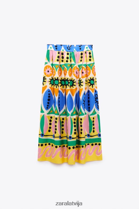 apdrukāti midi svārki sievietes Zara daudzkrāsains 6ZTV40653 apģērbs