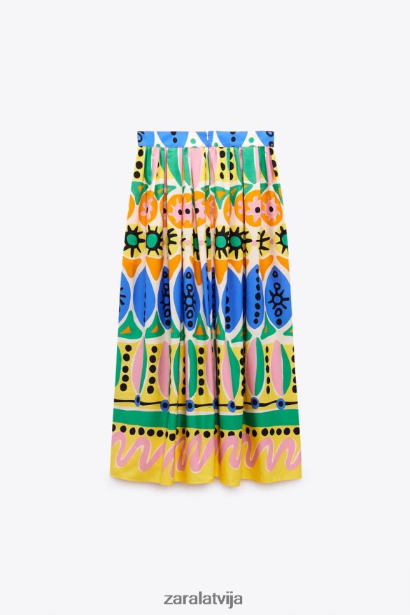 apdrukāti midi svārki sievietes Zara daudzkrāsains 6ZTV40653 apģērbs