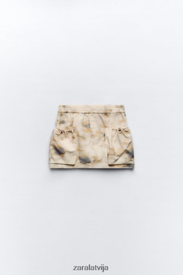 apdrukāti mini cargo svārki sievietes Zara bēšs 6ZTV40663 apģērbs