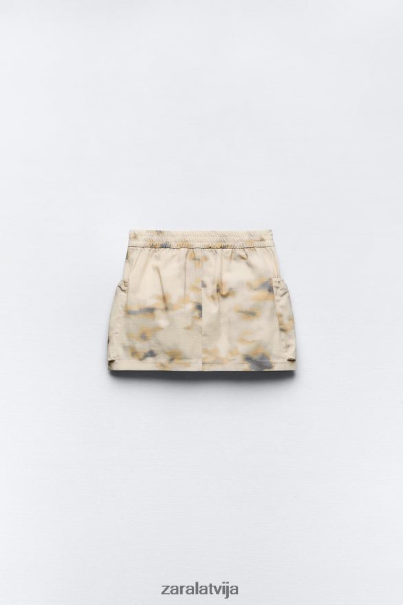 apdrukāti mini cargo svārki sievietes Zara bēšs 6ZTV40663 apģērbs