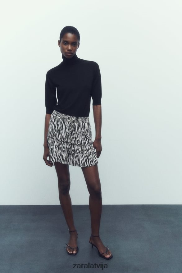 apdrukāts skorts sievietes Zara zebra 6ZTV40605 apģērbs