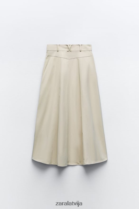 apmetņa svārki ar rāvējslēdzēju sievietes Zara gaiši bēšs 6ZTV40643 apģērbs