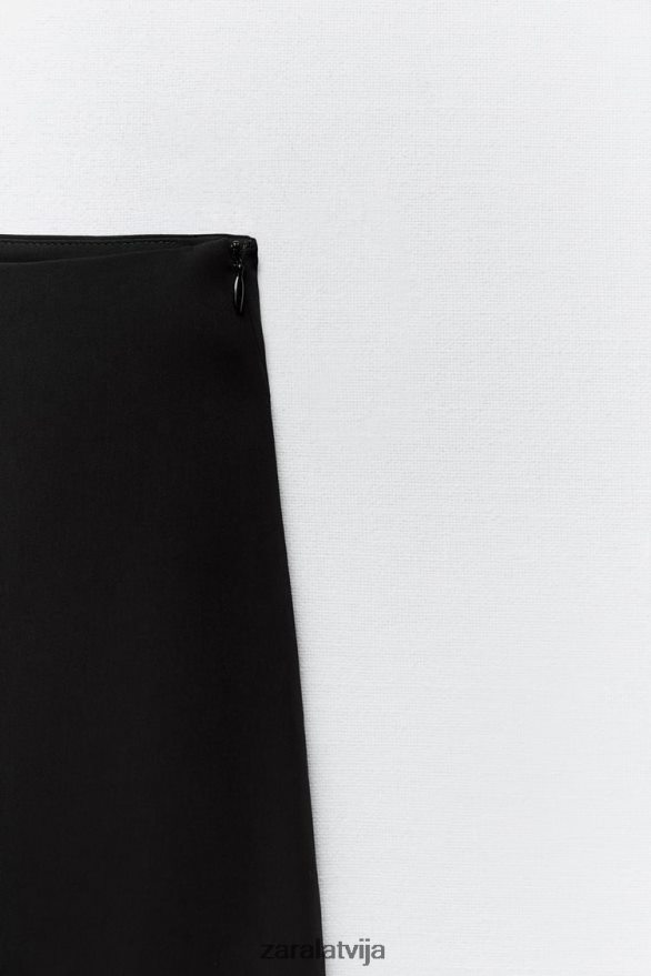 asimetriski midi svārki sievietes Zara melns 6ZTV40664 apģērbs