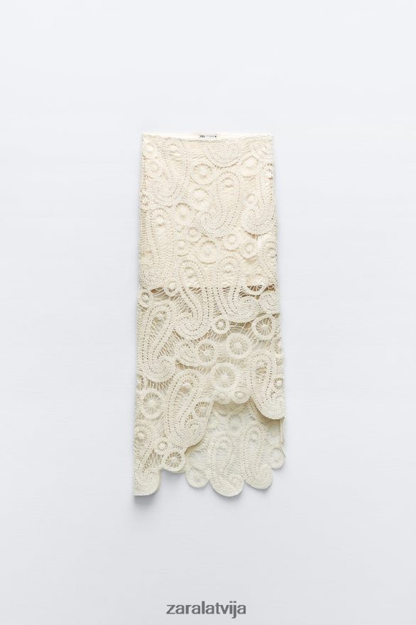 asimetriski tamborēti svārki sievietes Zara salmiem 6ZTV40669 apģērbs