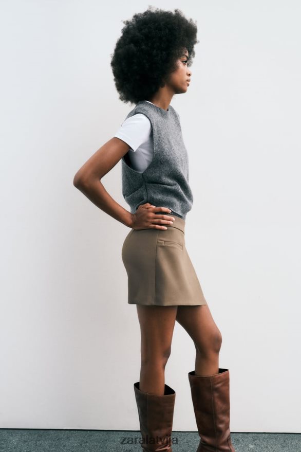 asimetrisks skorts sievietes Zara brūns/tape 6ZTV40529 apģērbs