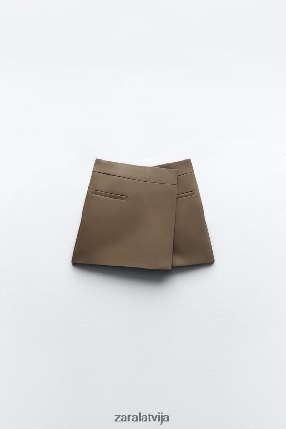 asimetrisks skorts sievietes Zara brūns/tape 6ZTV40529 apģērbs