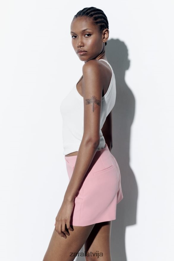 asimetrisks skorts sievietes Zara pasteļ rozā 6ZTV40617 apģērbs