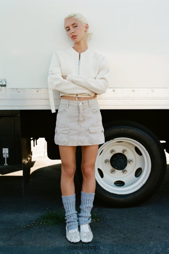 cargo mini svārki sievietes Zara gaišais kamielis 6ZTV40680 apģērbs