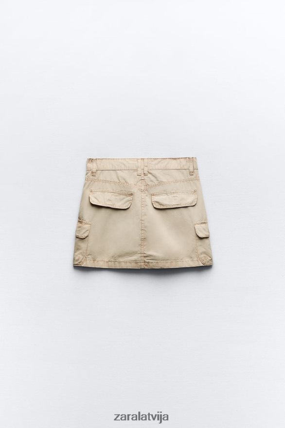 cargo mini svārki sievietes Zara gaišais kamielis 6ZTV40680 apģērbs