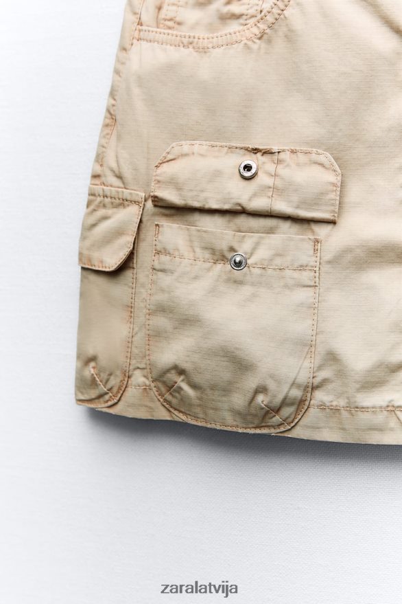 cargo mini svārki sievietes Zara gaišais kamielis 6ZTV40680 apģērbs