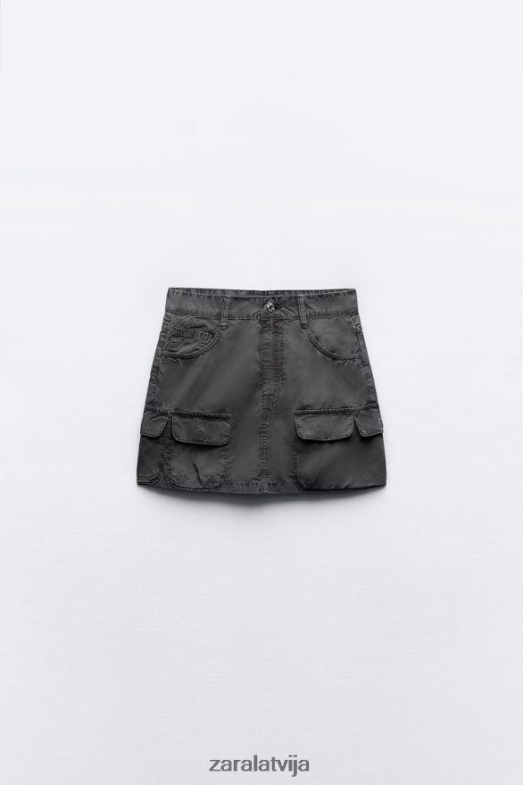 cargo mini svārki sievietes Zara pelēks 6ZTV40646 apģērbs