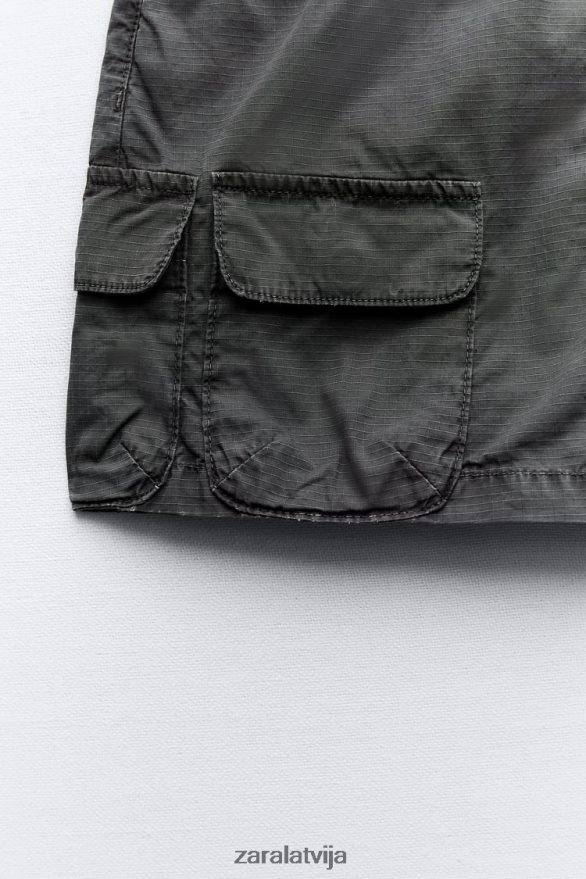 cargo mini svārki sievietes Zara pelēks 6ZTV40646 apģērbs
