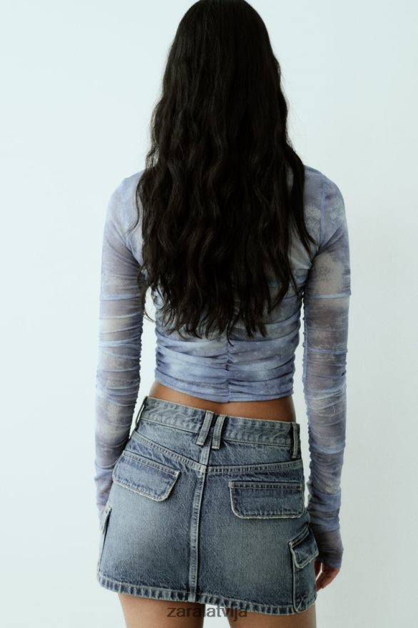 džinsa trf cargo svārki sievietes Zara jūras zils 6ZTV40637 apģērbs