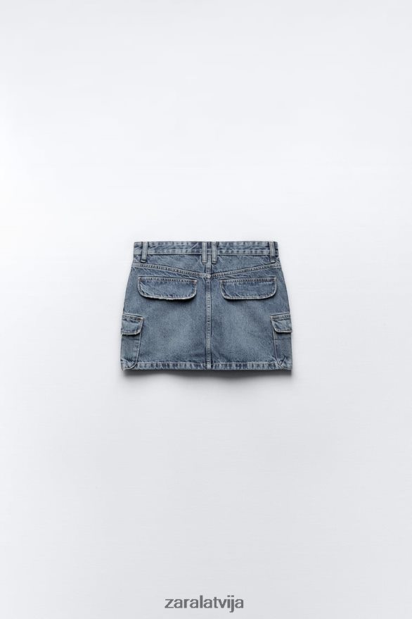 džinsa trf cargo svārki sievietes Zara jūras zils 6ZTV40637 apģērbs