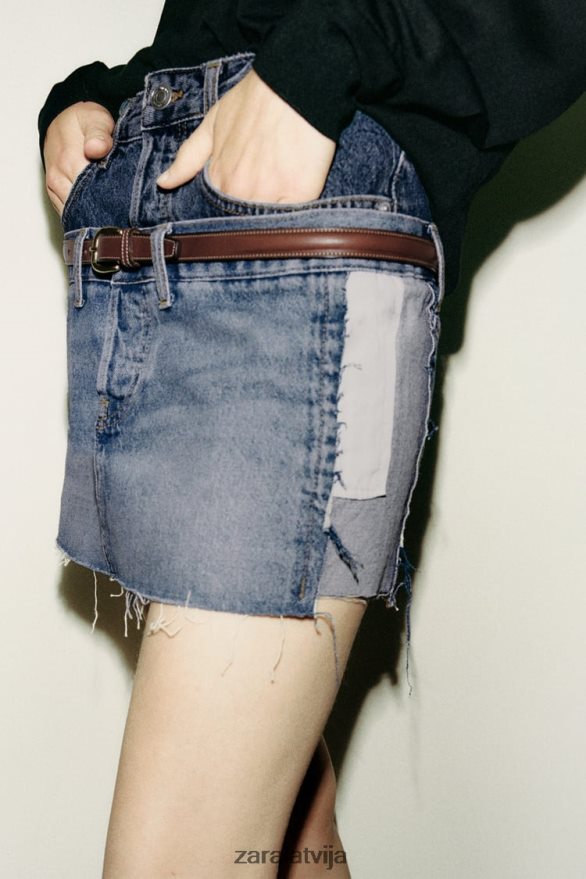 džinsa zw mini svārki sievietes Zara zils 6ZTV40715 apģērbs