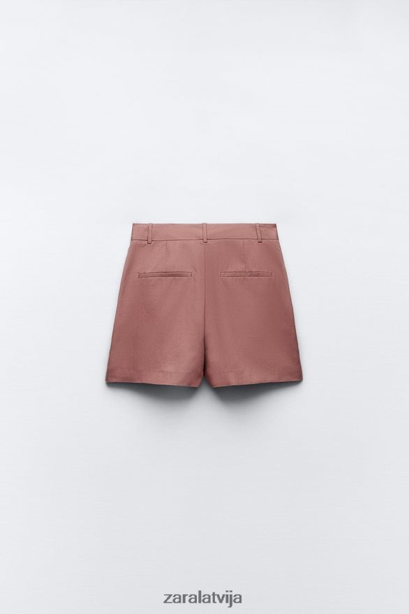 daudzstāvu lina maisījuma skorts sievietes Zara marsala 6ZTV40696 apģērbs