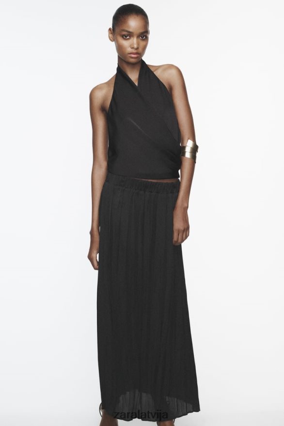 gari grumbu efekta svārki sievietes Zara melns 6ZTV40694 apģērbs