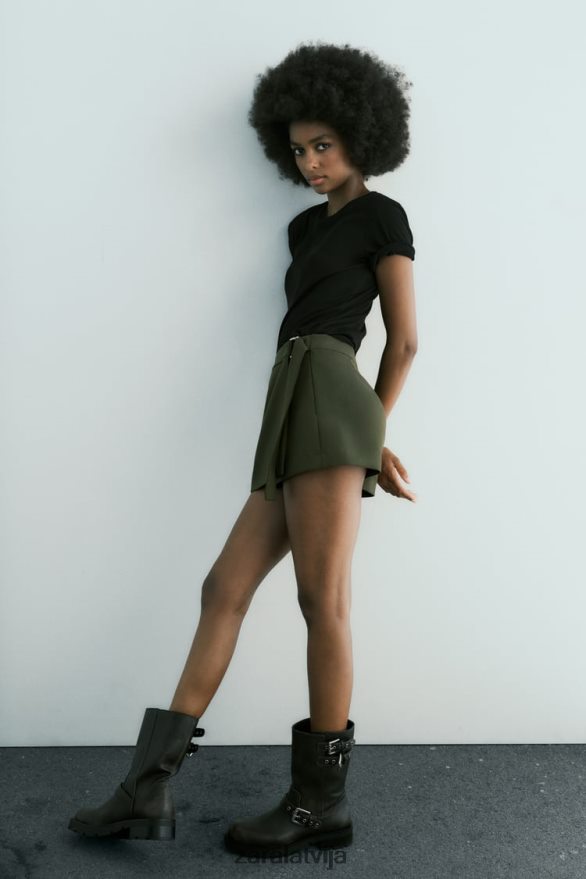 jostas kravas skorts sievietes Zara tumšs haki 6ZTV40542 apģērbs