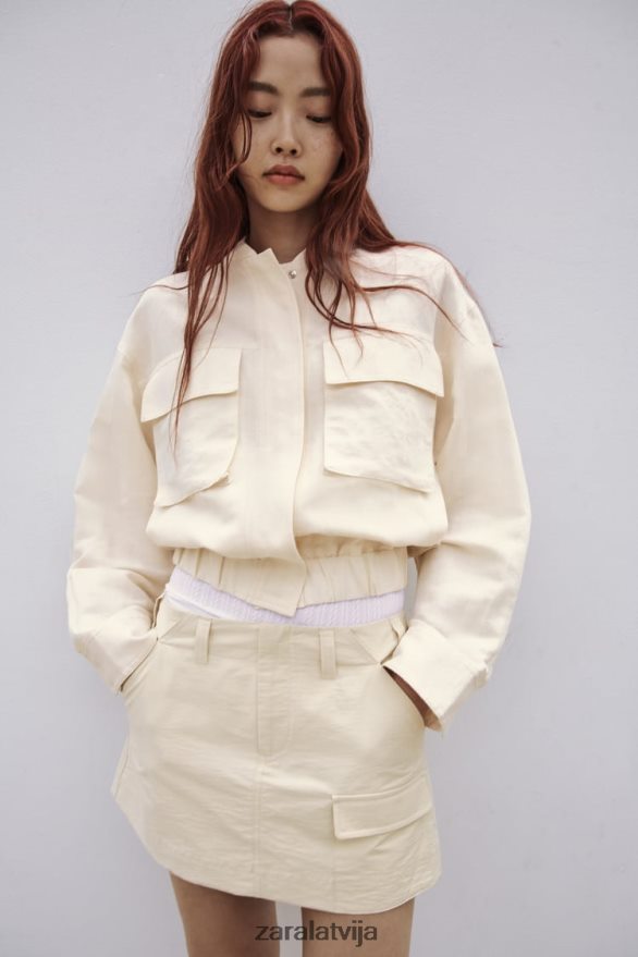 kabatas skorts sievietes Zara bēšs 6ZTV40614 apģērbs