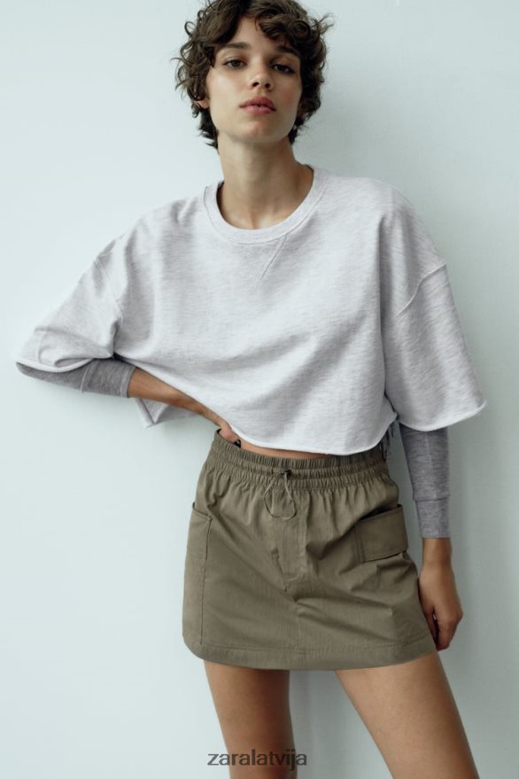 kabatas skorts sievietes Zara tumšs haki 6ZTV40689 apģērbs