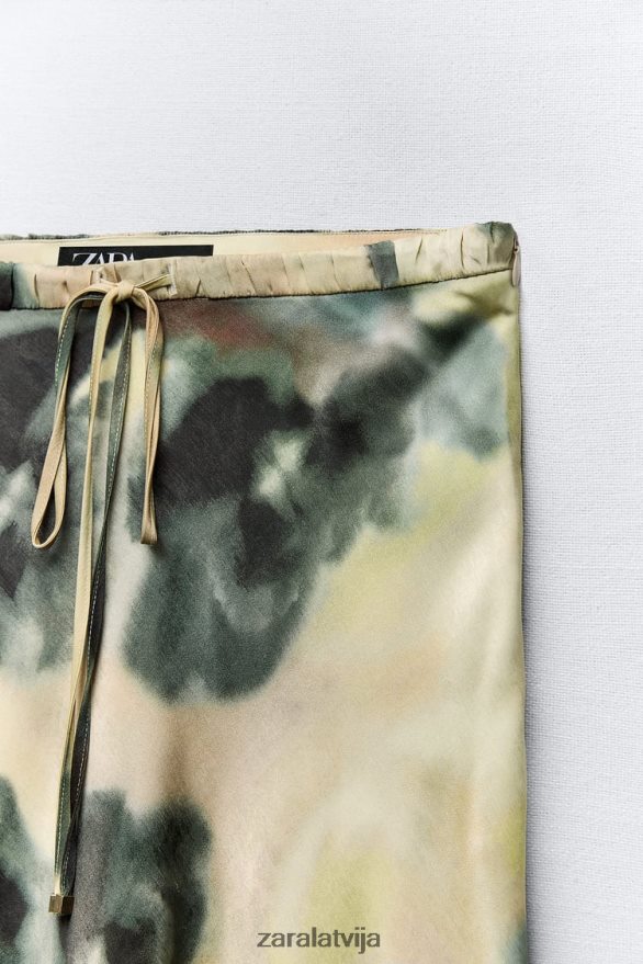 kaklasaites krāsas apdrukas satīna efekta midi svārki sievietes Zara daudzkrāsains 6ZTV40701 apģērbs