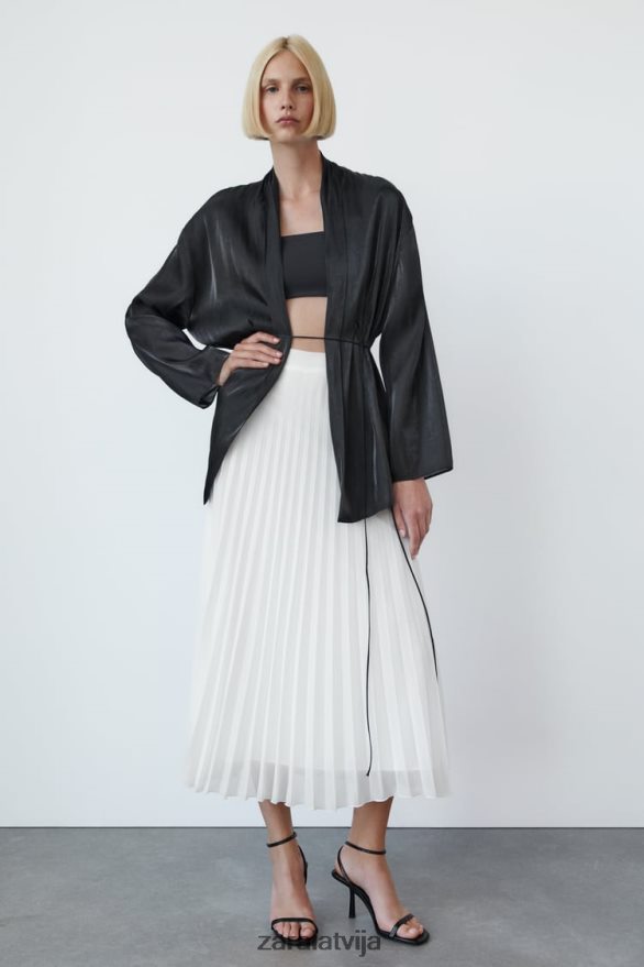 kroku midi svārki sievietes Zara balts 6ZTV40672 apģērbs