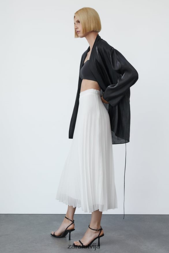 kroku midi svārki sievietes Zara balts 6ZTV40672 apģērbs