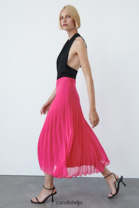 kroku midi svārki sievietes Zara fuksija 6ZTV40697 apģērbs