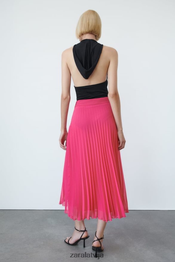 kroku midi svārki sievietes Zara fuksija 6ZTV40697 apģērbs