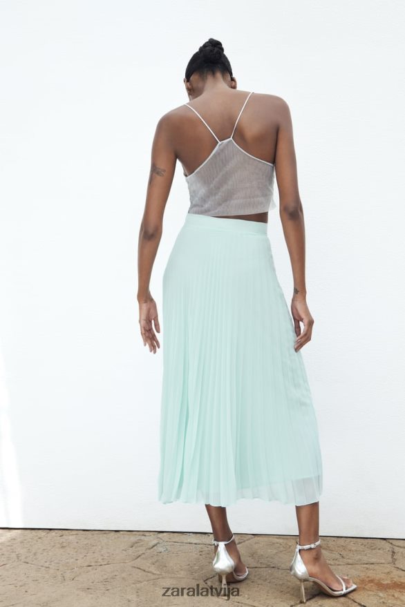 kroku midi svārki sievietes Zara jūras zaļa 6ZTV40710 apģērbs