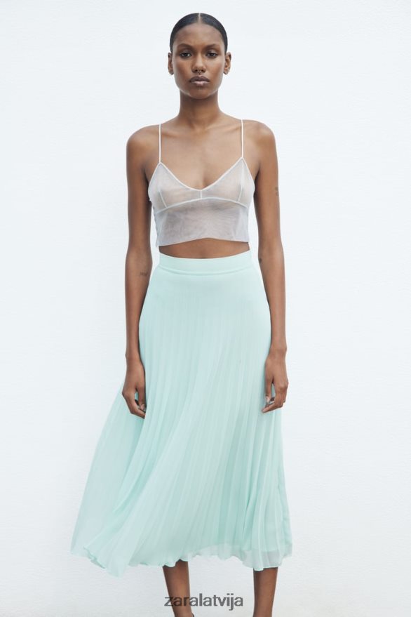kroku midi svārki sievietes Zara jūras zaļa 6ZTV40710 apģērbs