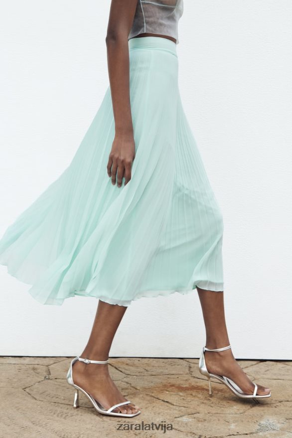kroku midi svārki sievietes Zara jūras zaļa 6ZTV40710 apģērbs
