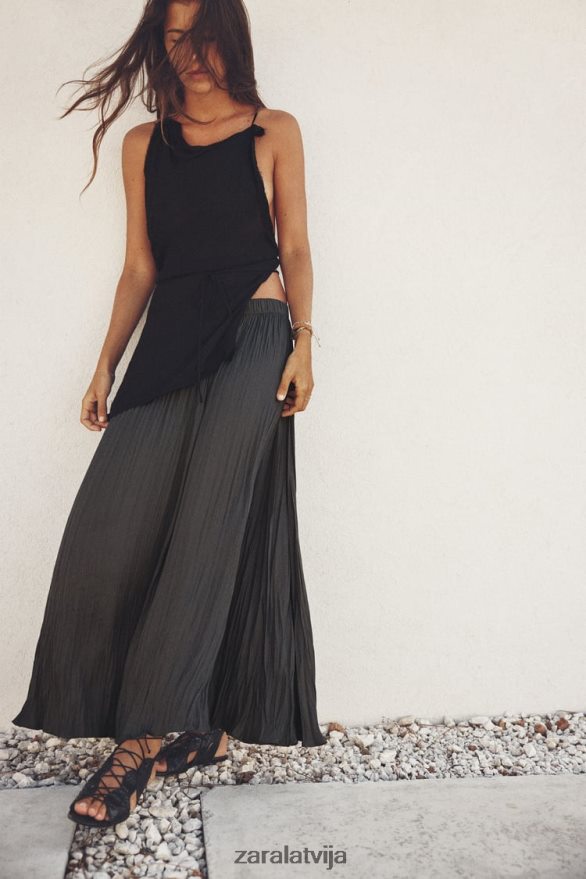 kroku midi svārki sievietes Zara pelēks 6ZTV40657 apģērbs