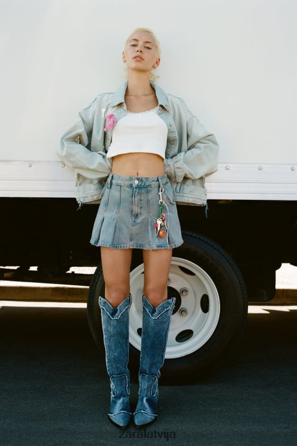 kroku trf džinsa svārki sievietes Zara zils 6ZTV40716 apģērbs