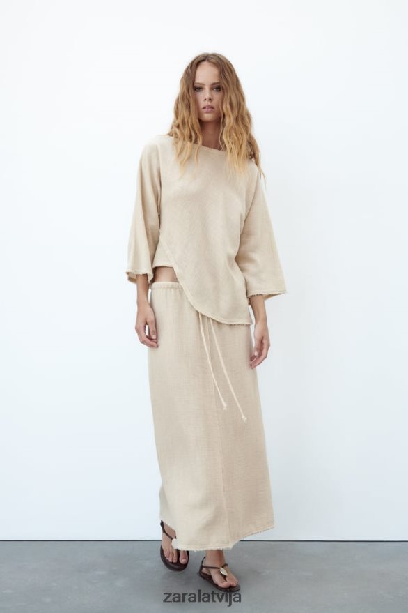 lauku stila svārki sievietes Zara smiltis 6ZTV40708 apģērbs
