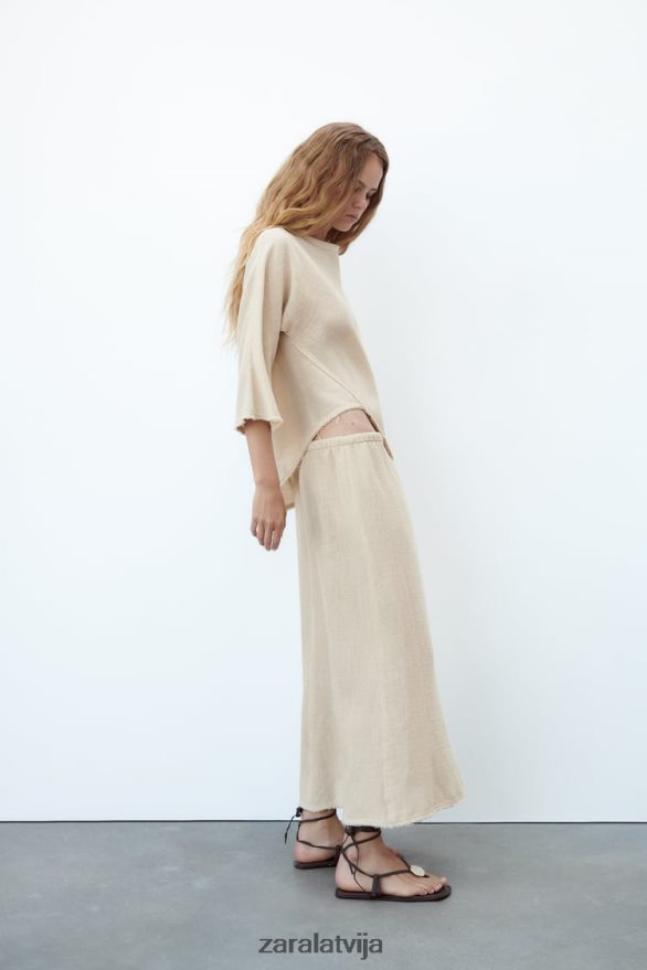 lauku stila svārki sievietes Zara smiltis 6ZTV40708 apģērbs