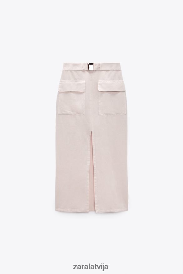 lina maisījuma midi cargo svārki sievietes Zara ekru 6ZTV40713 apģērbs