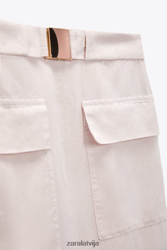 lina maisījuma midi cargo svārki sievietes Zara ekru 6ZTV40713 apģērbs