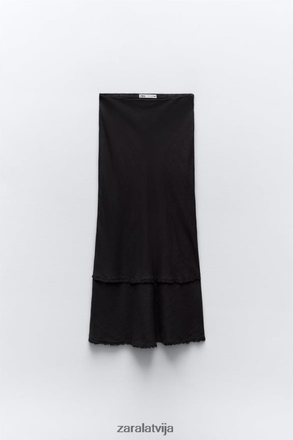 lina midi svārki sievietes Zara antracīta pelēks 6ZTV40678 apģērbs