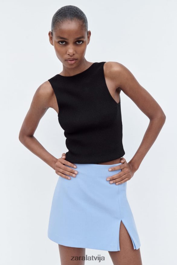 šķēlums skorts sievietes Zara gaiši zils 6ZTV40536 apģērbs