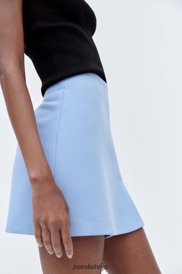 šķēlums skorts sievietes Zara gaiši zils 6ZTV40536 apģērbs