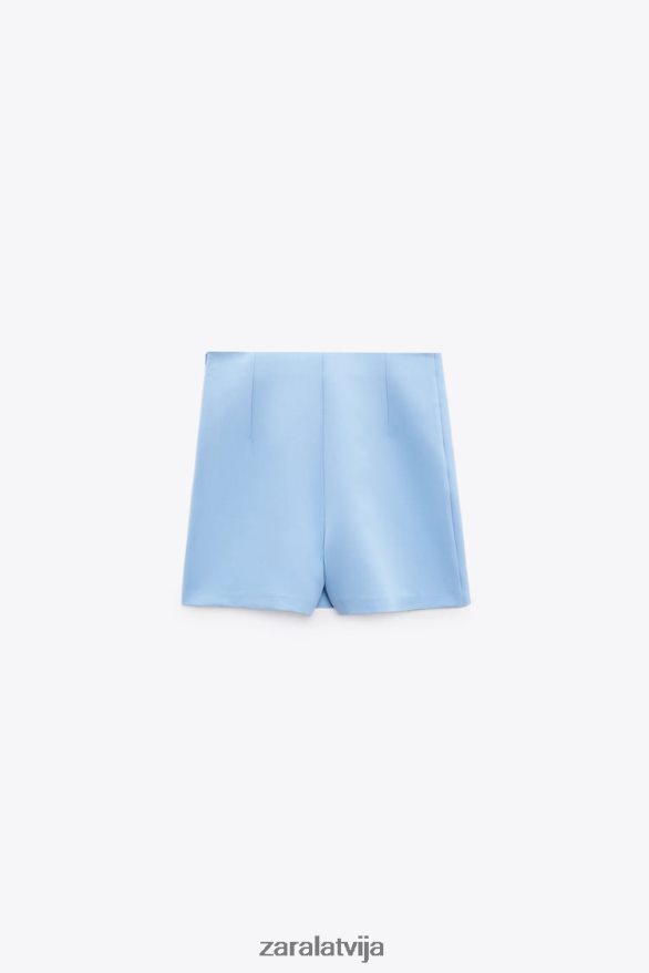 šķēlums skorts sievietes Zara gaiši zils 6ZTV40536 apģērbs