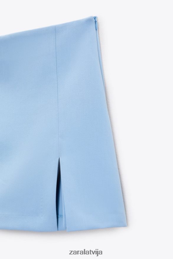 šķēlums skorts sievietes Zara gaiši zils 6ZTV40536 apģērbs