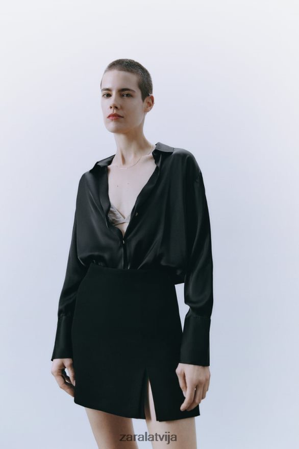 šķēlums skorts sievietes Zara melns 6ZTV40598 apģērbs