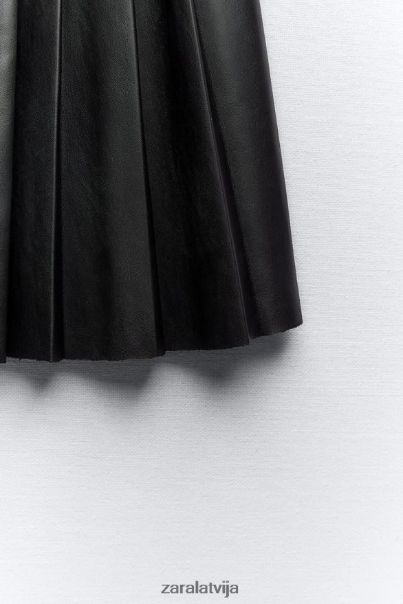 mākslīgās ādas mini svārki sievietes Zara melns 6ZTV40639 apģērbs